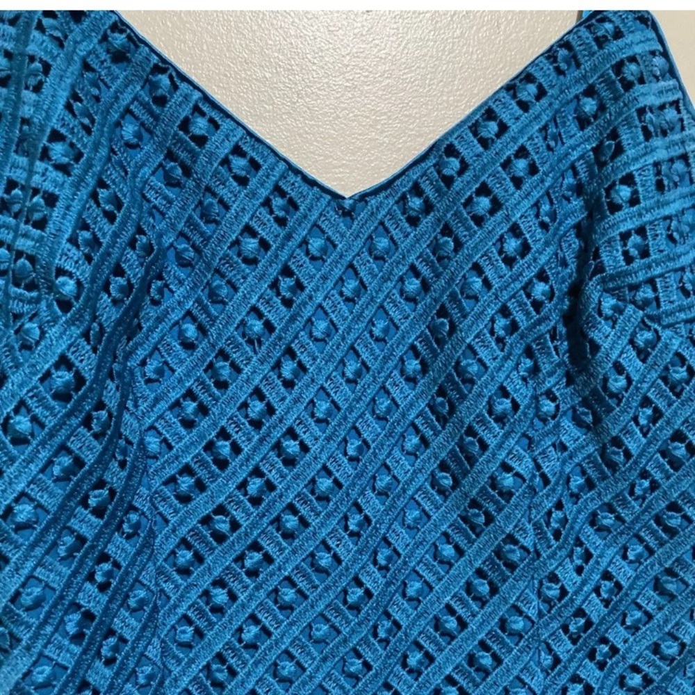 5-5 WHBM dress blue Sleeveless Sheath Cocktail Party 0 Lace - Picture 4 of 5